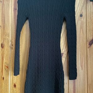 Hollister Black Long Sleeve Cable Knit Dress